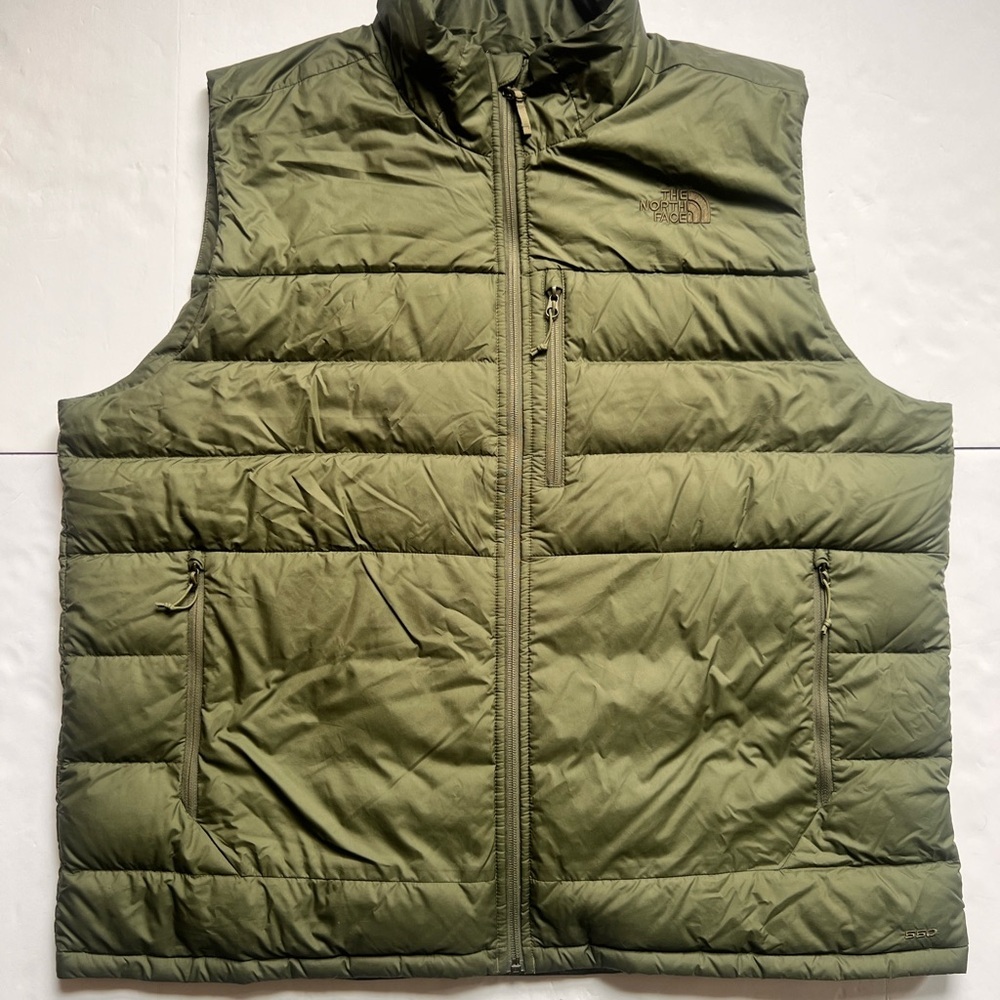 The North Face TNF Nupste 550 Goose Down Full Zip Puffer Vest Forest Green XXL